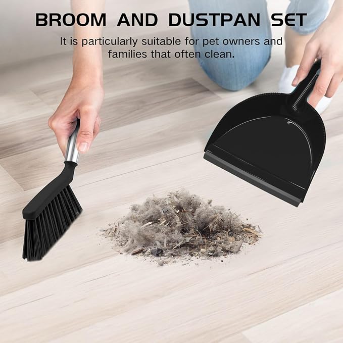 NACENA Mini Broom and Dustpan Set, Small Dust Pan and Brush Set