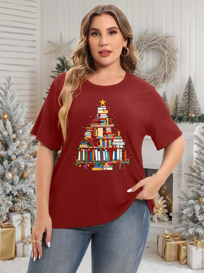 HDLTE Christmas Shirts for Women Plus Size Christmas Tree Shirt Holiday T Shirt Xmas Tops