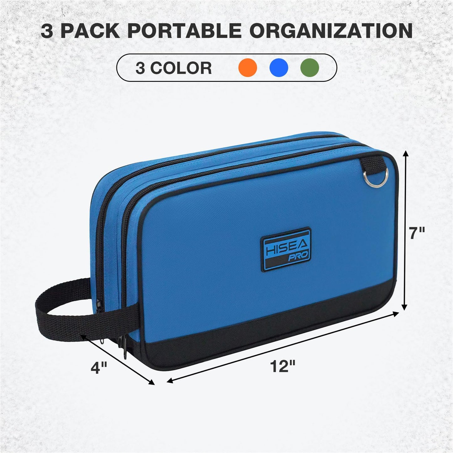 HISEA 3 Pack Small Tool Bag Set, 12 Inch Tools Pouch with 2 Pockets and Adjustable Shoulder Strap, Small Tool Organizer and Storage with Zipper for Electrican, Travel, Green Orange Blue