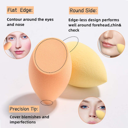 Makeup Sponge Set BS-MALL with Storage Case 7 Pcs for Liquid, Cream, and Powder,SAVE Foundation with 1 Mini Makeup Sponge For Travel Daily Use (A-Pink）