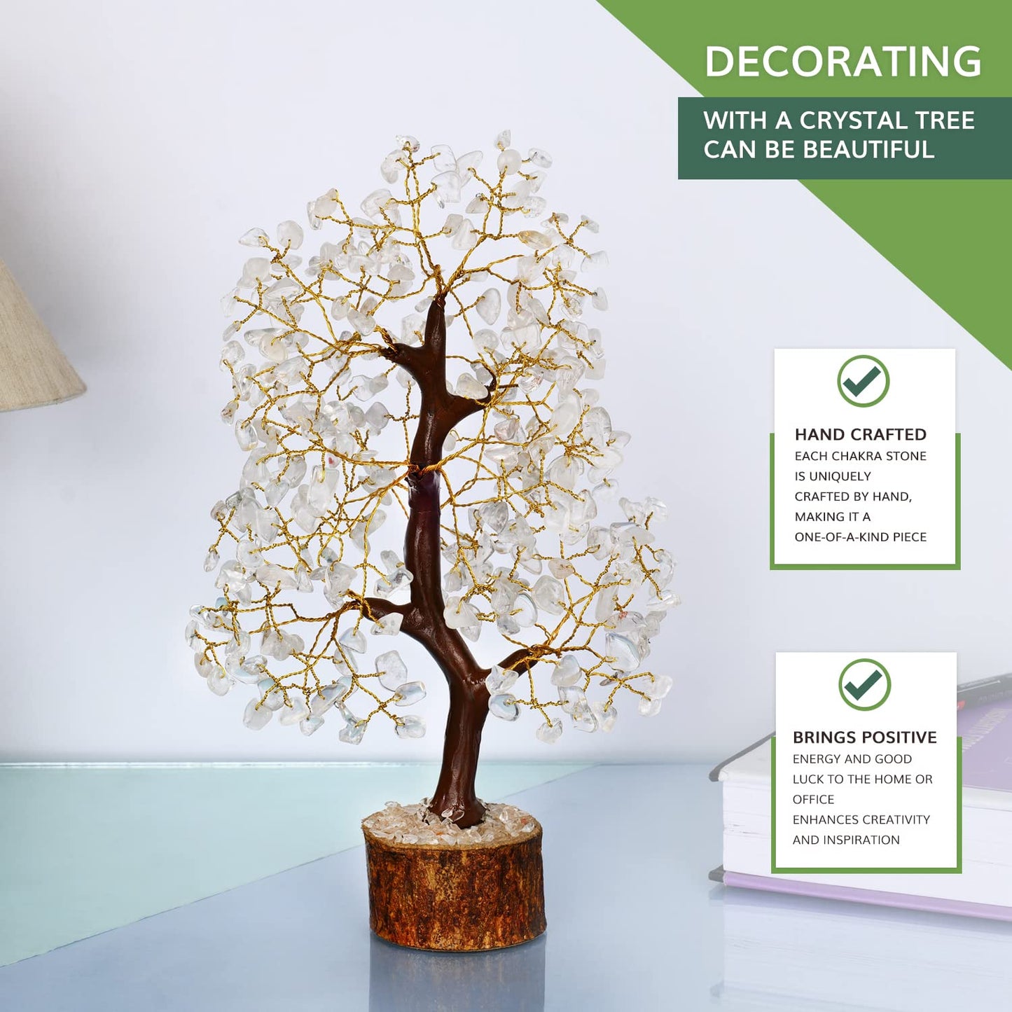 NARIBABU Clear Quartz Crystal Tree, Healing Crystals Gem Tree, Gifts for Women, Feng Shui Tree of Life Bedroom Decor, Birthday Gifts for Mum, Decorative Home Accessories, Positivity Gifts