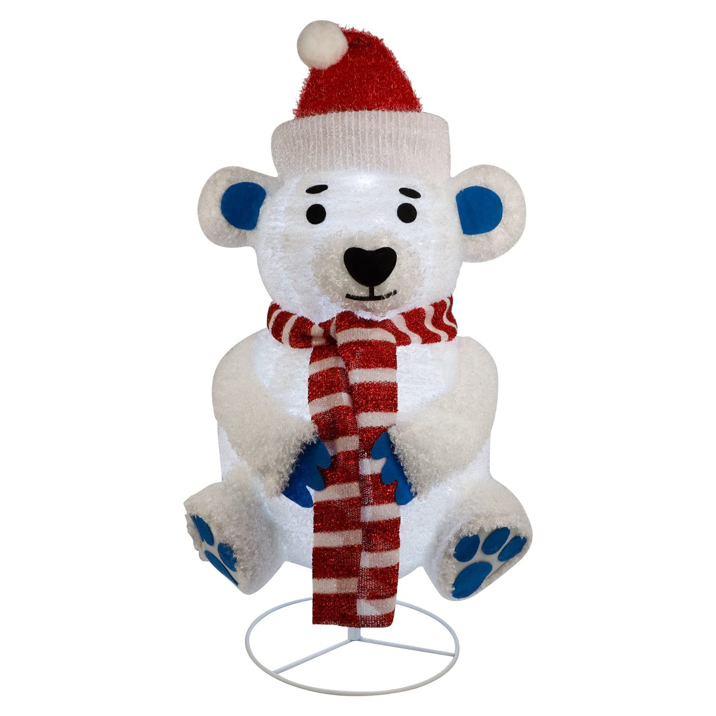 Glintoper Lighted Christmas Decorations, Pre-Lit Pop Up Plush White Bear with Built-in Lights, Collapsible and Easy-Assembly, Light Up Polar Bear for Indoor Outdoor Holiday Xmas New Year Winter Decor