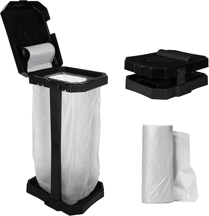 Wakeman Heavy Duty Black Trash Bag Portable Trash Bag Holder Stand