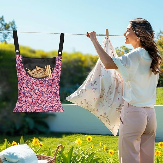 2 Pcs Clothespin Bag with Large Opening Clothes Pins Holder Outdoor and Laundry