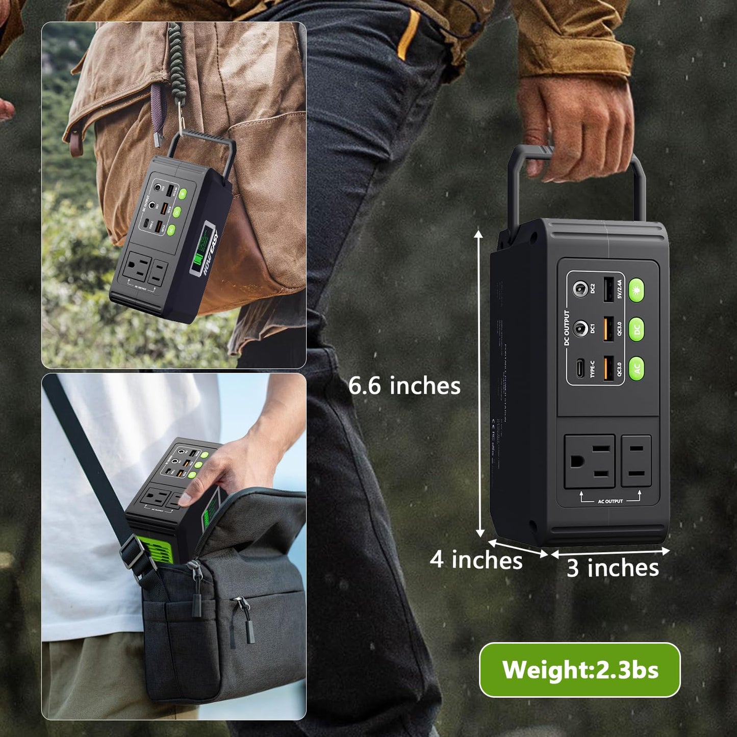 GENSROCK Portable Power Station, 88Wh Solar Generator(Solar Panel Not Included), Lithium Battery Power Bank with 110V/150W Peak AC Outlet, LED Flashlight for CPAP Home Camping Travel Emergency.
