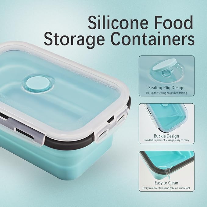 8 Collapsible Food Storage Containers, Silicone Collapsible Food Storage