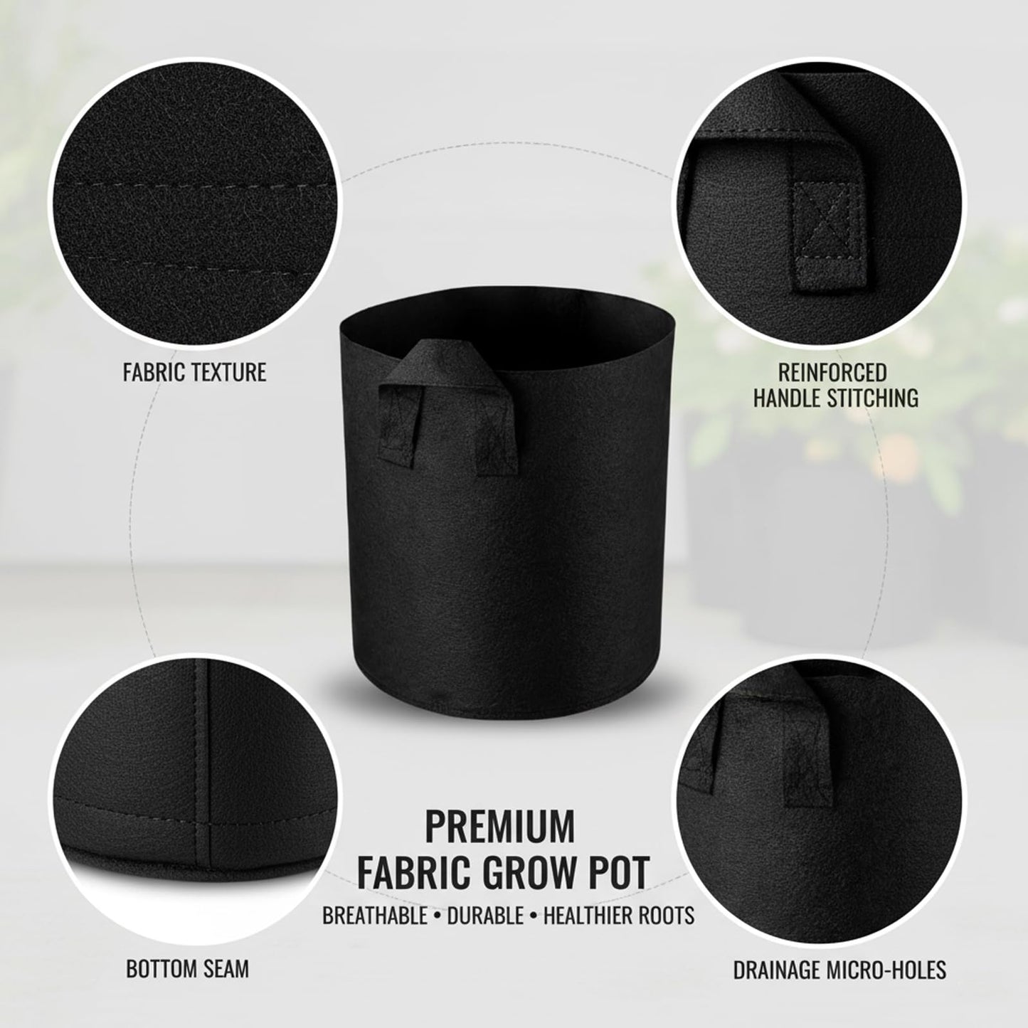 6 Grow Bags, 5 Gallon Strawberry Planter and Potato Grow Bags, Non-Woven Fabric Plant Containers with Dual Handles, Garden Planting Solutions for Vegetables and Fruits, Durable and Breathable Design