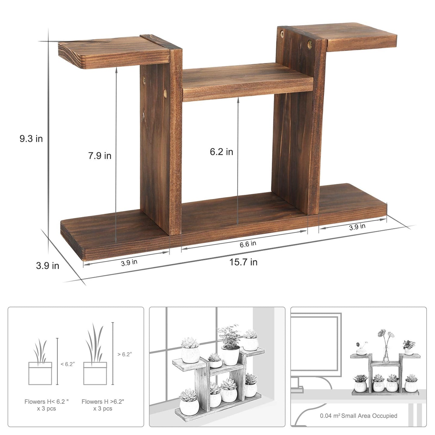 COOGOU Wood Desktop Plant Stand Indoor - Windowsill Plant Shelf Small Tabletop Plant Holder, Flower Display Rack for Succulent Herb in Living Room Office 6 Tiers