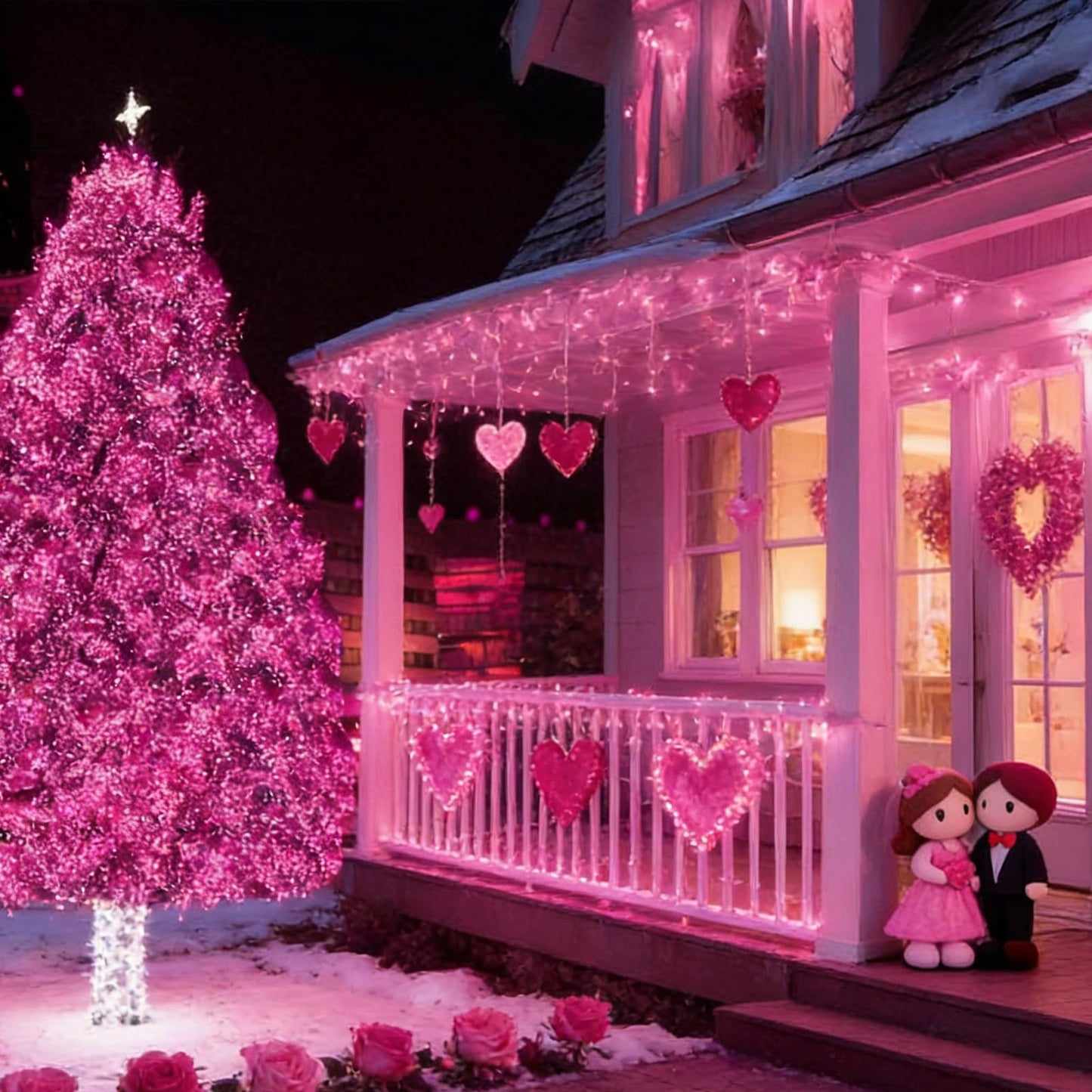LAMPHOME Pink Christmas String Lights, 100 Count 19.6 FT Mini Valentine's Lights, Waterproof Pink Lights for Indoor Valentine's Day Garland Wedding Party Festival Xmas Tree Decoration