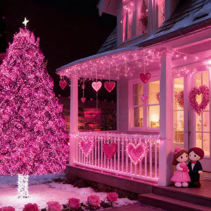 LAMPHOME Pink Christmas String Lights, 100 Count 19.6 FT Mini Valentine's Lights, Waterproof Pink Lights for Indoor Valentine's Day Garland Wedding Party Festival Xmas Tree Decoration
