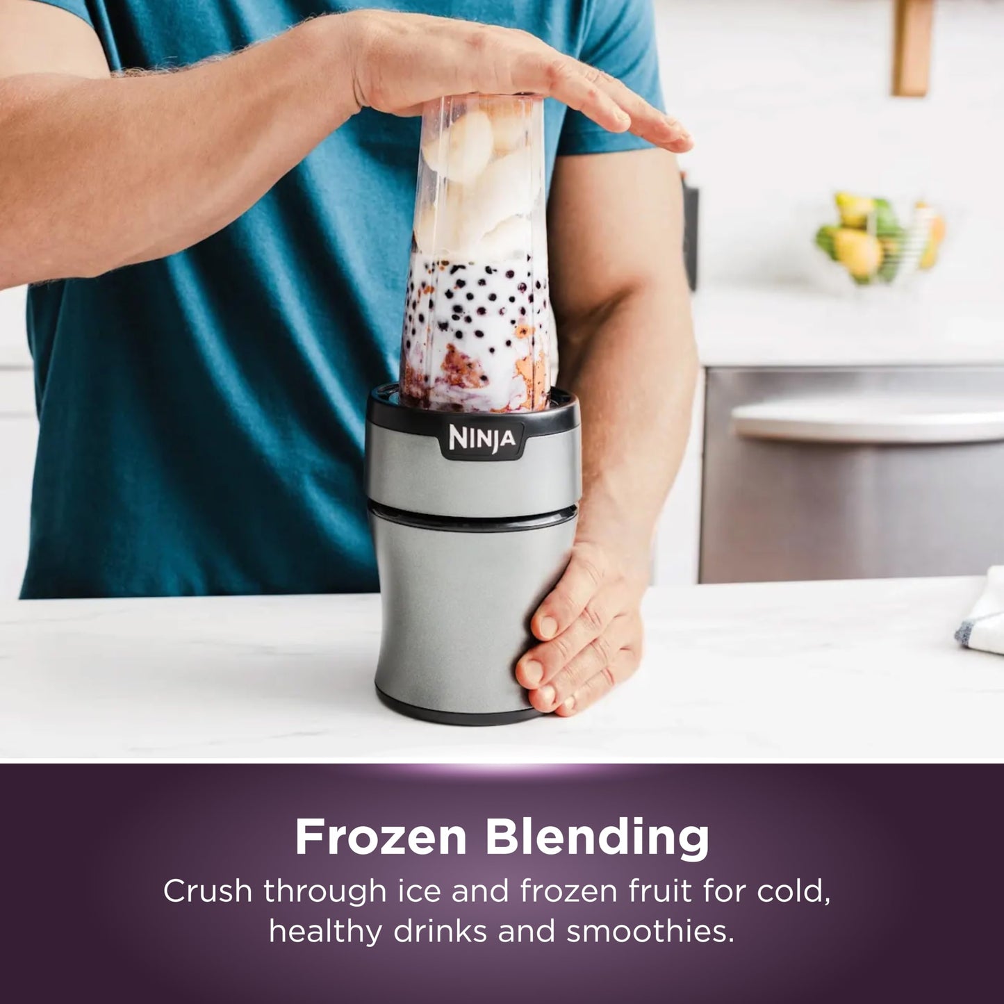 Ninja Fit Compact Personal Blender, Portable Blender for-Smoothies, Shakes, Food Prep, and Frozen Blending, 700-Watt Base, (2) 16-oz. Cups and Spout Lids, Black QB3001SS