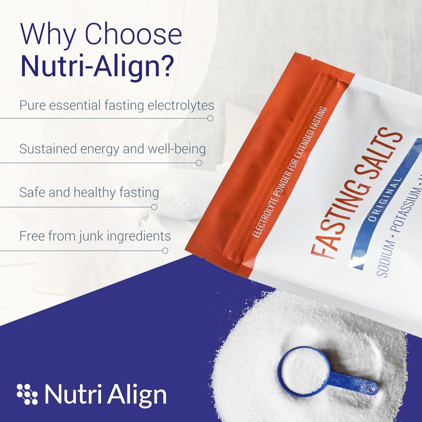 Nutri-Align Fasting Salts Electrolytes Powder | 400g Sodium Potassium Magnesium Electrolytes | Pure Unflavoured Fasting Electrolytes | Sugar Free & Filler Free | Made in The UK