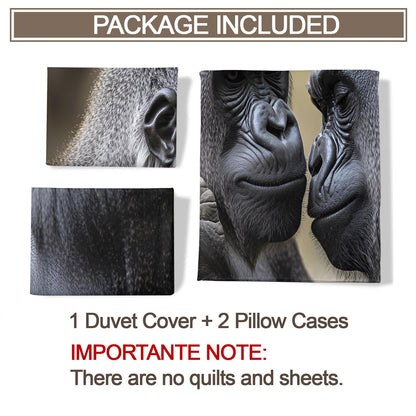 Twin Size Duvet Cover Gorilla Print Duvet Cover Gorilla Comforter Cover Wild Animal Bedding Kids Room Bedding Decor (Reversible Printing)