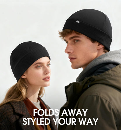 THINDUST Winter Thermal Skull Cap for Men Women - Warm Breathable Running Cycling Skiing Outdoor Helmet Liner Beanie Black