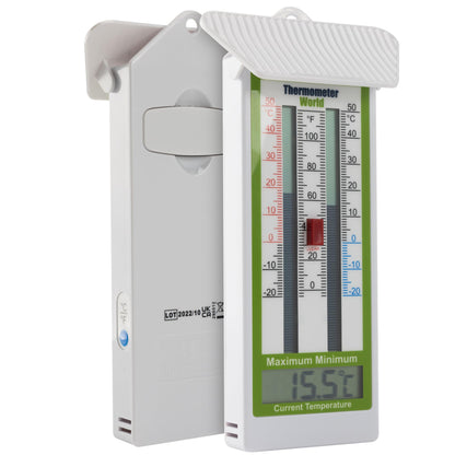 Digital Max Min Greenhouse Thermometer Room Temperature - Classic Max Min Thermometer to Measure Maximum and Minimum Temperatures - Easy Wall Mounted Greenhouse Accessories Indoor or Outdoor