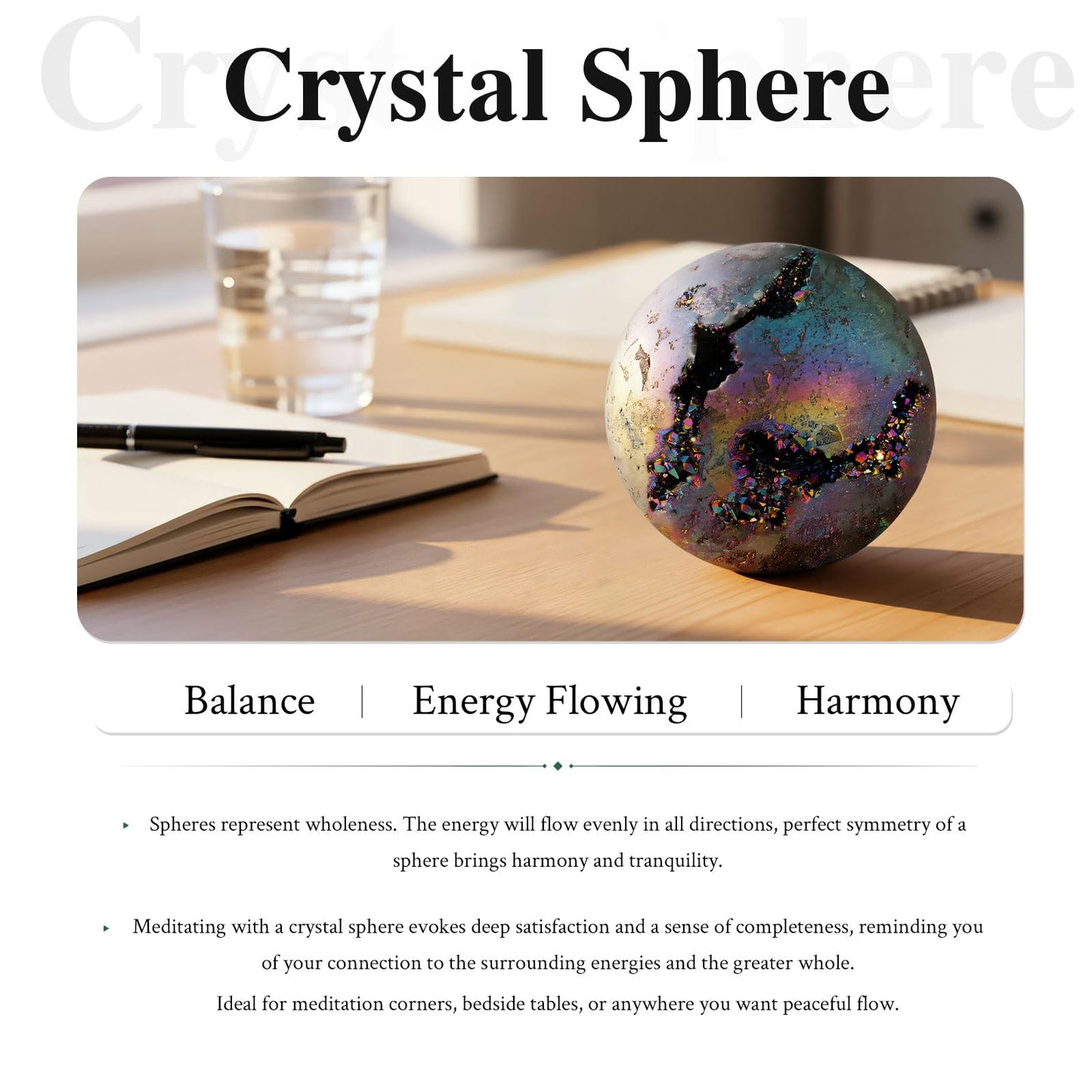 SUNYIK 51-60mm Purple Titanium Coated Quartz Geode Ball Sphere with Stand Crystal Opening Cornucopia Orb Ball Cluster Specimen Display for Decor Feng Shui Meditation