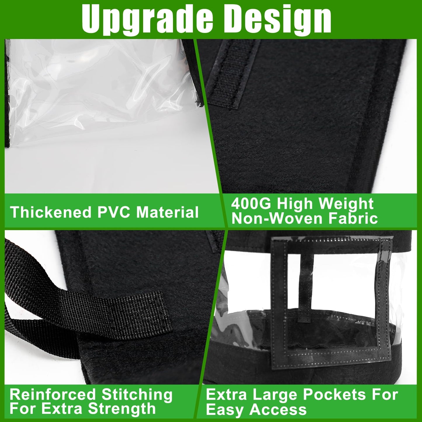2 Pack 15 Gallon 360°Visible Potato Grow Bags,Heavy Duty Thickened Nonwoven Fabric Planter Bags with 2 Clear Harvest Windows&Removable Shading Cover,Reinforced Handles,Vegetable Grow Bags with Labels