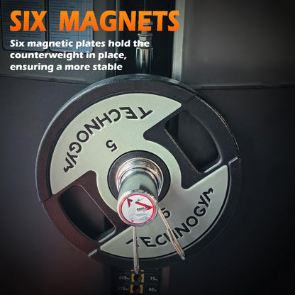OBALOGI Weight Stack Pin Extender - 10mm & 8mm Dual Fit, Secures Olympic Plates, 6 Magnet Anchoring, Up to 130lbs Capacity, Cable Machine & Home Gym (Steel) (Ø 10mm)