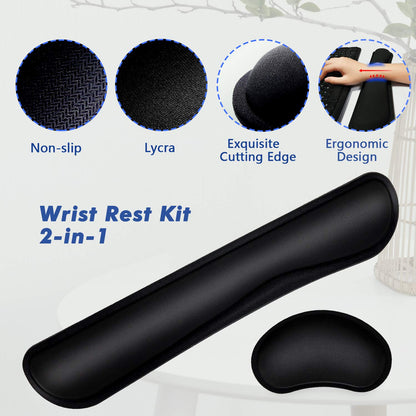 TONOS Keyboard Wrist Rest - 17" Wrist Rest for Computer Keyboard with Memory Foam, Ergonomic Design Wrist Rest Set for Easy Typing, Wrist Pain Relief, Anti-Skid Wrist Rest for Office/Gaming/Laptop