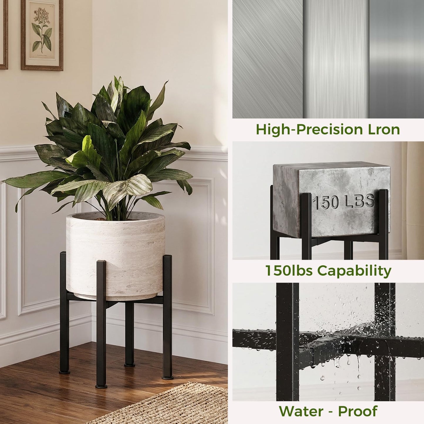 GENTINGBRO Adjustable Plant Stand Indoor Outdoor Mid Century Plant Stand for 8-15 Inch Pots Heavy Duty Single Plant Holder Rustproof Metal Plant Stand with Leveling Feet Plant Rack for Patio Balcony Living Room Golden
