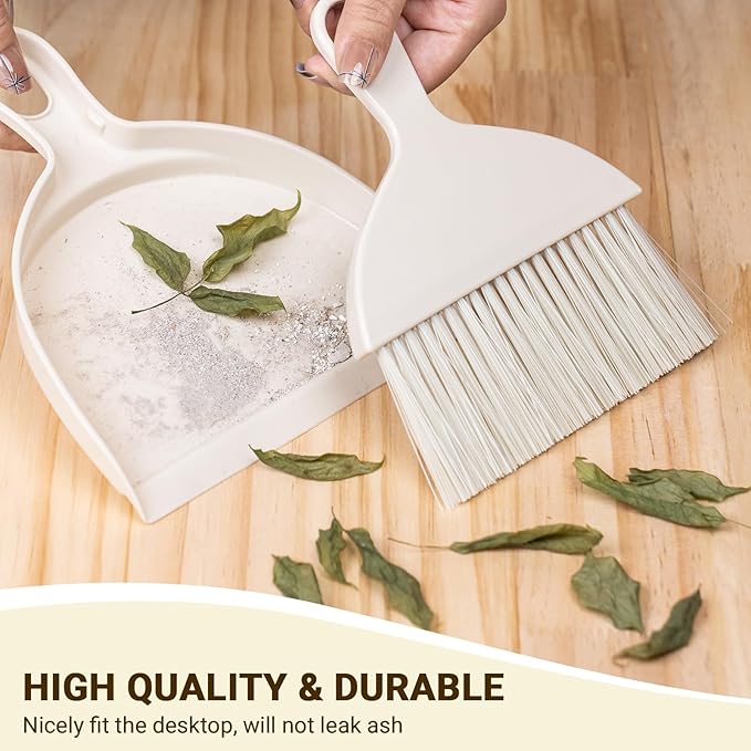 THINKLEARN 2PCS Mini Broom and Dustpan Set, Small Dustpan and Brush, Compact