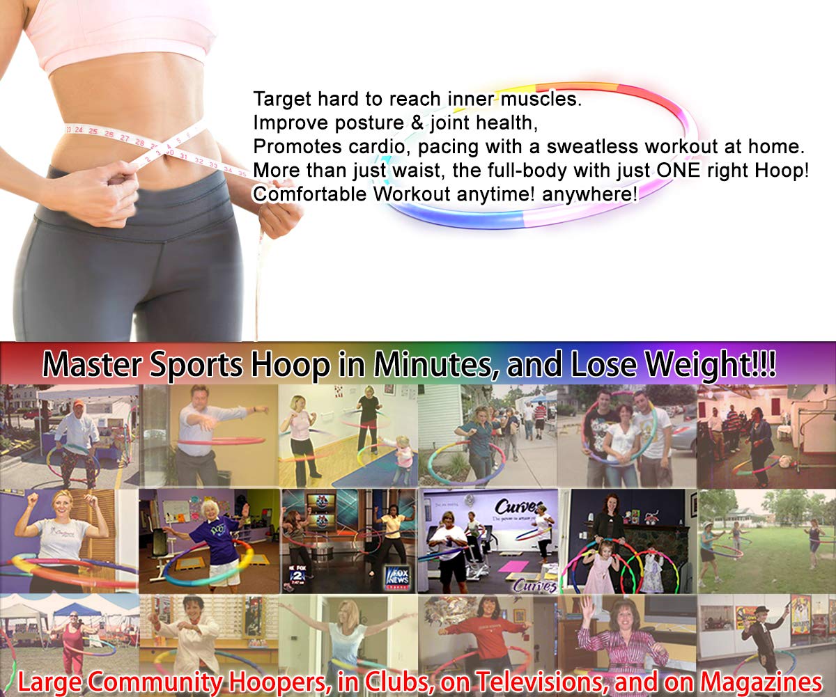 Sports Hoop Weighted Loss Exercise Hoop: Wavy Hoop 2B - 1.8lb (Dia.40.5") Large, for Teenagers. Four neon Colors.