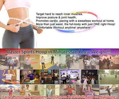 Sports Hoop Weighted Loss Exercise Hoop: Wavy Hoop 2B - 1.8lb (Dia.40.5") Large, for Teenagers. Four neon Colors.
