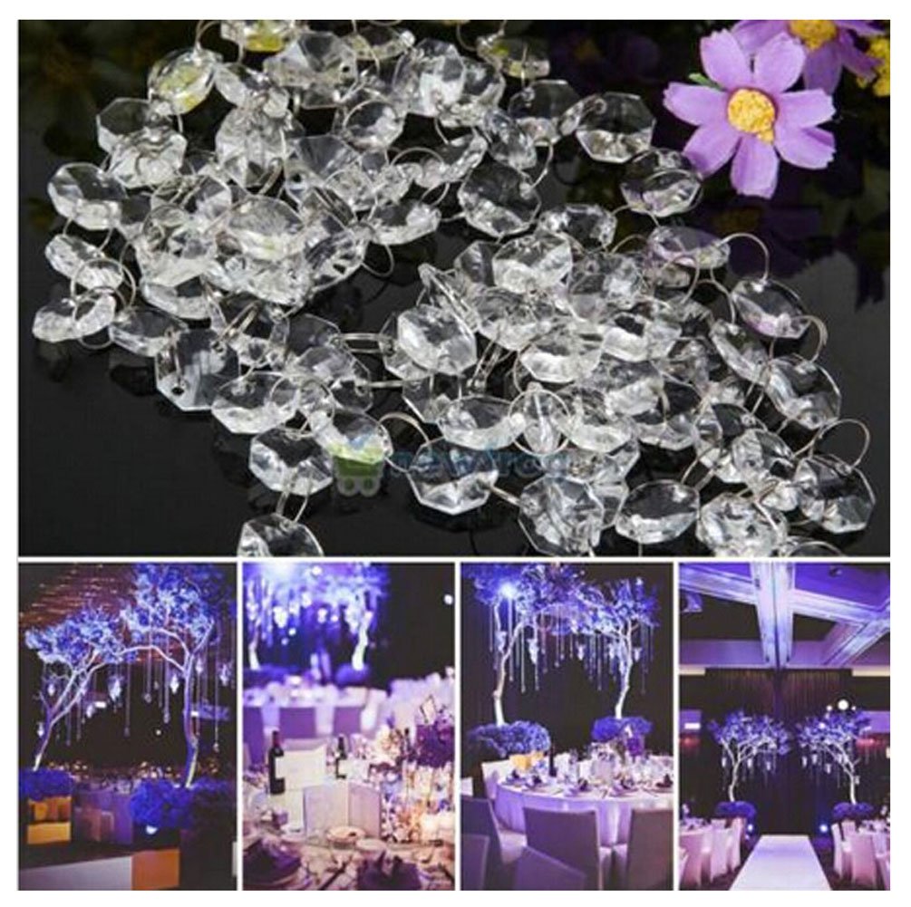 WAZHRMGHG 198 FT Crystal Acrylic Gems Bead Strands, Manzanita Crystals, Tree Garlands, Christmas Wedding Party Celebration Decoration (198ft(60M))