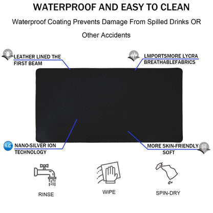 TEDNETGO Large Gaming Mouse Pad, Waterproof Extra Large Big Mouse Pad with Stitched Edge, XXL Non-Slip Black Computer Long Mousepad Desk Mat for Gamer, Office & Home, Black