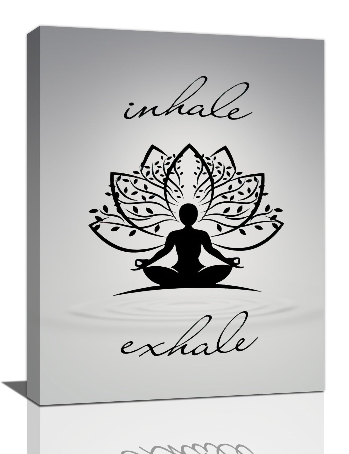 Inhale Exhale Wall Art Yoga Zen Meditation Pictures Decor Canvas Painting Print Modern Artwork Decorations Framed for Bathroom Living Room Bedroom 12 x 16 inch