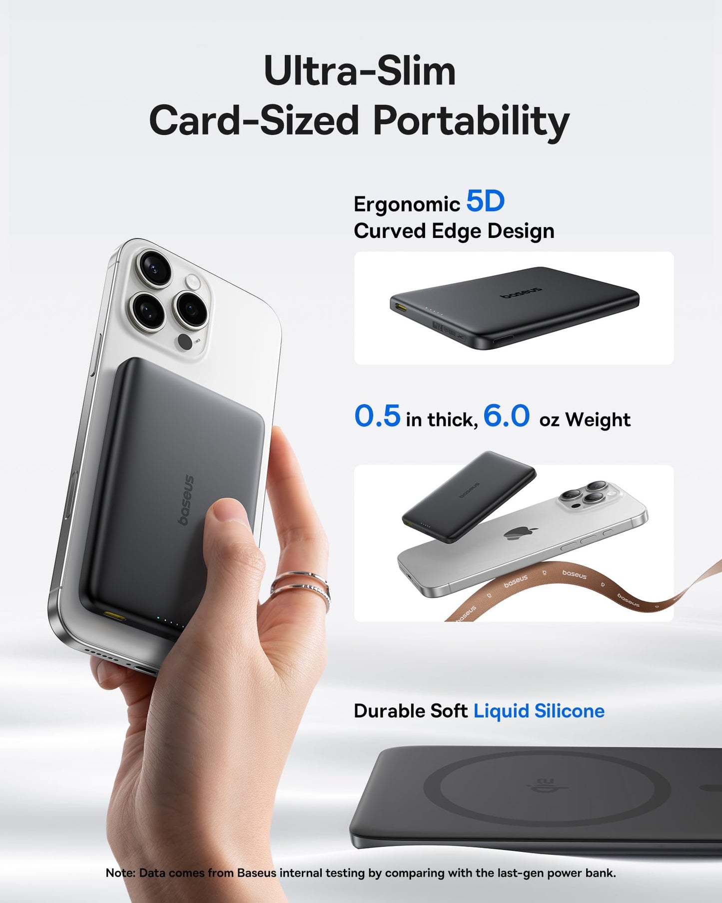 Baseus Picogo Magsafe Portable Charger, Qi2 Certified 0.5" Ultra Slim 15W Wireless Power Bank, 10000mAh 27W Fast Charging Magnetic Battery Pack with USB-C for iPhone 17/16/15/14/13/12 Series Only