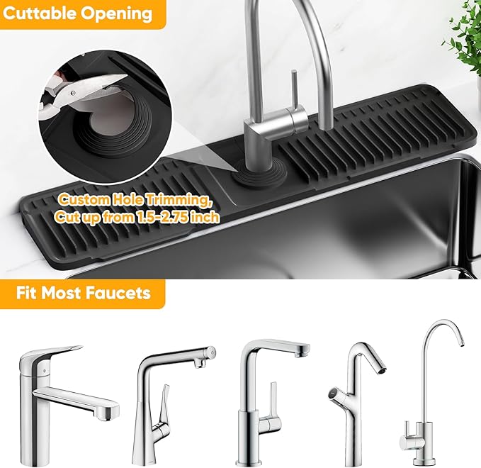24'' Longer Faucet Mat for Kitchen Sink Splash GuardKitchen Sink Faucet Mat