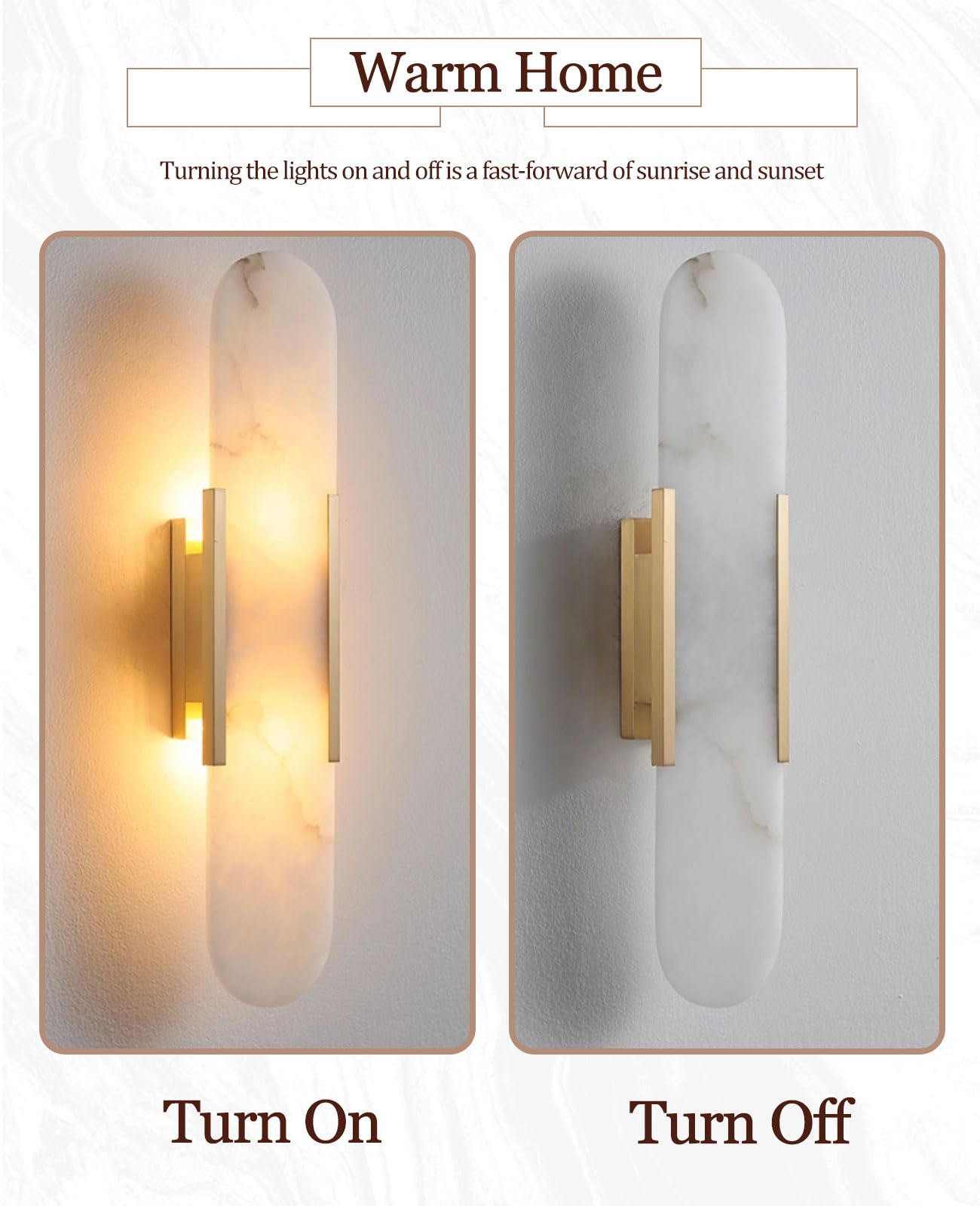 OROILUPU 19.7" Alabaster Wall Sconce Natural Marble Sconce Indoor Mid Century Modern Wall Light Oval Stone Lampshade Vanity Light Fixtures for Living Room Bedroom Dining Room Hallway (Gold)