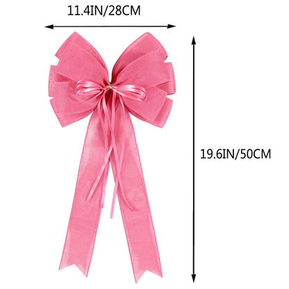 2 Pcs Large Pink Easter Wreath Bows Decor,Spring Tree Topper Bow Decorations with Pink Burlap and Glitter String for Chridtmas Tree Holiday Home Front Door Outdoor