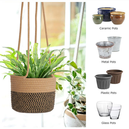 TIGKHAE Hanging Planter Basket 2 Pack Jute Hanging Plant Holder Handmade Boho Plant Hangers Rope Woven Hanging Plant Holder Modern Storage Organizer Plant Hangers for Indoor Home Decor
