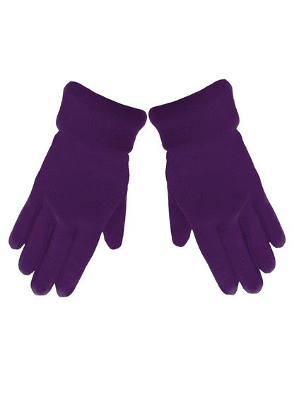 Black 3 Piece Fleece Hat Scarf & Glove Matching Set Purple