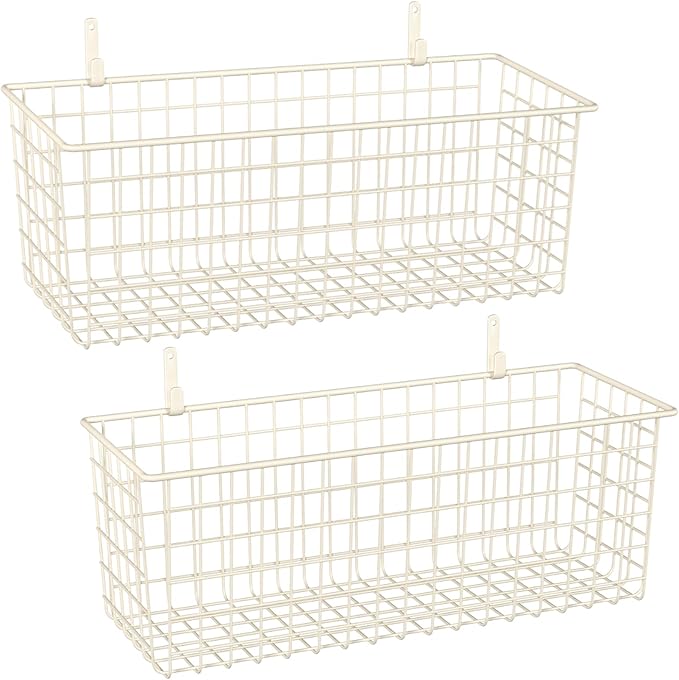 2 Sets Extra Large Hanging Wall Basket, WallmountedFruit Vegetable Toy Snack