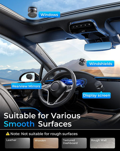 MRGLAS Upgraded 360° Adjustable Vacuum Magnetic Phone Holder Stand[Strongest Suction & Ultra Magnetic] Car Phone Mount for MagSafe Suction Cup, Compatible with Car/Gym/Mirror/Smooth Surface