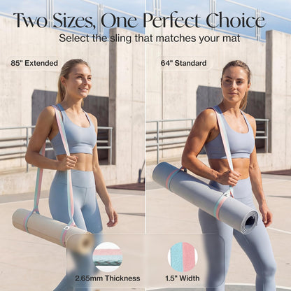 Tumaz Yoga Mat Strap (2 Sizes) with Extra Thick & Comfy Delicate Texture, Adjustable Yoga Mat Carrier