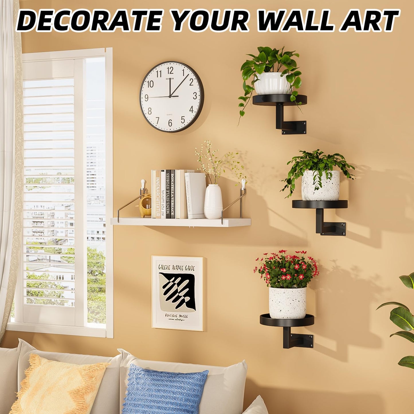 Awelov Wall Planters for Indoor Plants 3 Pack Floating Wall Mounted Plant Holder for Window, Bedroom, Living Room & Home Decor