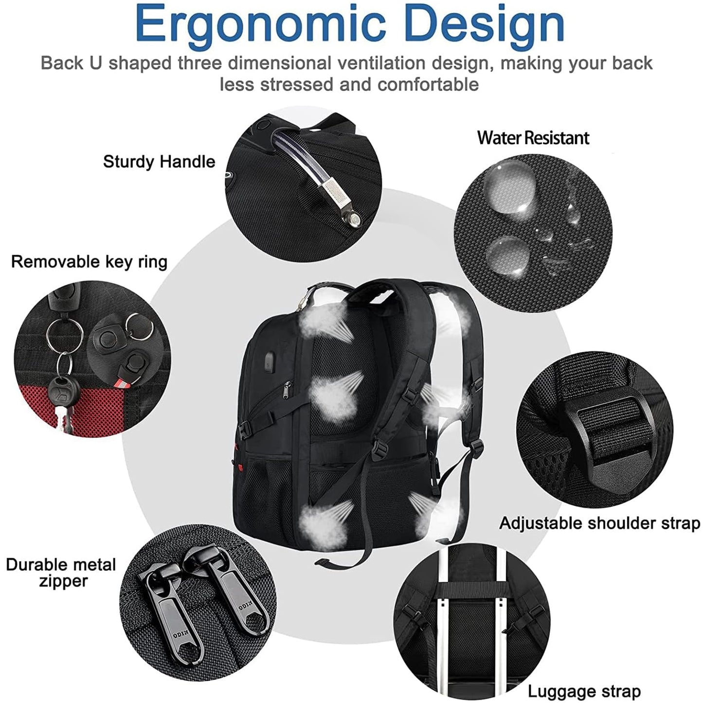Z-MGKISS Men's Extra Large 55L Anti-Theft Backpack, TSA-Approved for 18.4-19" Gaming Laptops, Gym Work Travel for Business College Daypack (Black)