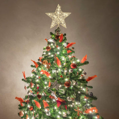 Gold Star Tree Topper, Rustproof Wire Christmas Tree Topper Star 9.84 X 7.87 X 2.36 Inch Decorative Lighted Treetop for Holiday Party and Home Decor