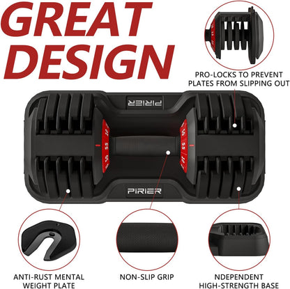 Adjustable Dumbbell Set 55LB Dumbbells Weight, 10-in-1 Weight Dumbbell with Anti-Slip Metal Handle and Bicep Supports for Comprehensive Full Body Strength Training