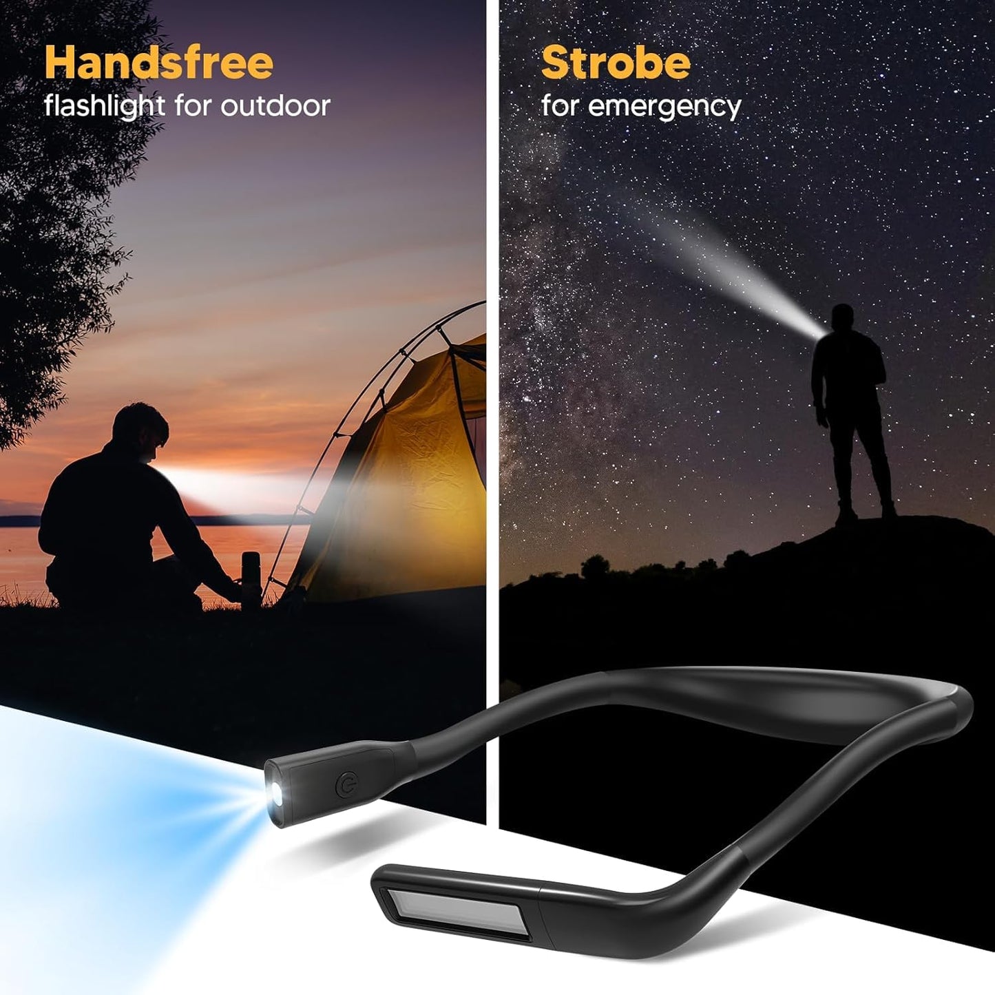 Neck Reading Light Book Lovers Gifts, Rechargeable 80Hrs Eye-friendly 3 Colors & Stepless Dimming Book Light for Reading, Christmas Stocking Stuffers for Men Women Camping Knitting Crochet Accessories