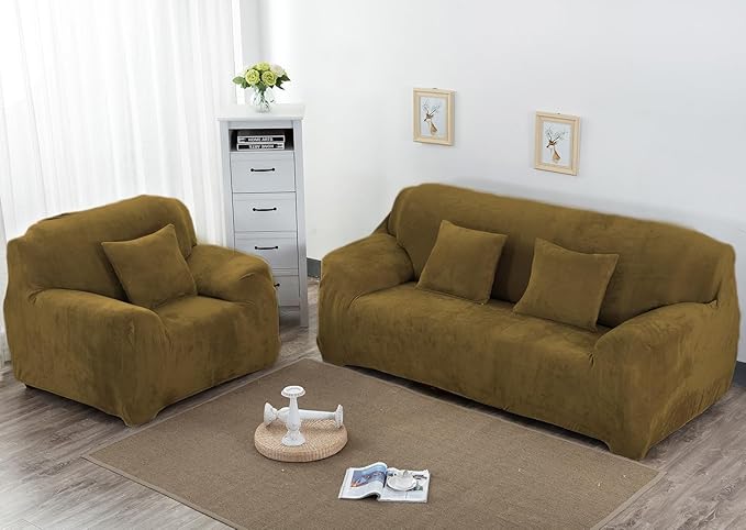 vctops 1-Piece Velvet Plush Stretch Sofa Slipcover