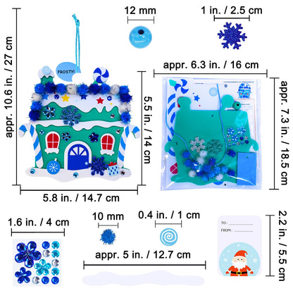 Winlyn 24 Sets Winter Decorations DIY 3D Gingerbread House Ornaments Christmas Crafts Kits Foam House with Snowflake Foam Stickers for Kids Holiday Seasonal Gift Home Classroom Activities Party Favors