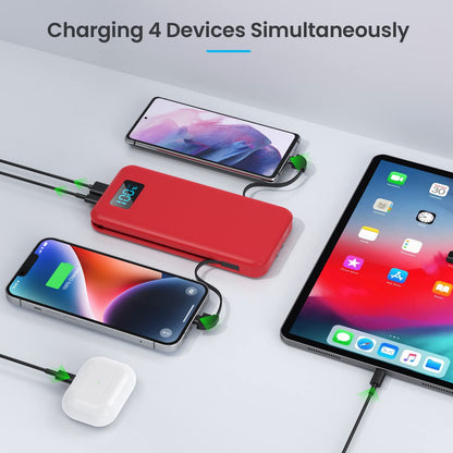 Portable Charger 50800mAh Power Bank with 3 Built in Cables,25W PD QC4.0 Fast Charging USB C Battery Pack,6 Outputs 2 Inputs Travel Essentials Portable Phone Charger for iPhone 17/16/15,Google,Android
