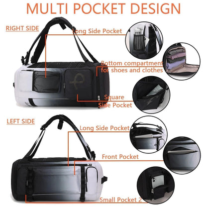 BE SMART 2 in 1 Convertible Gym Duffel Bags with Shoes Compartment - 40L Waterproof Extra Large Workout Backpack for Gym Men, Heavy Duty Sports Duffle Backpacks for Travel, Hiking, Camping, Carry On