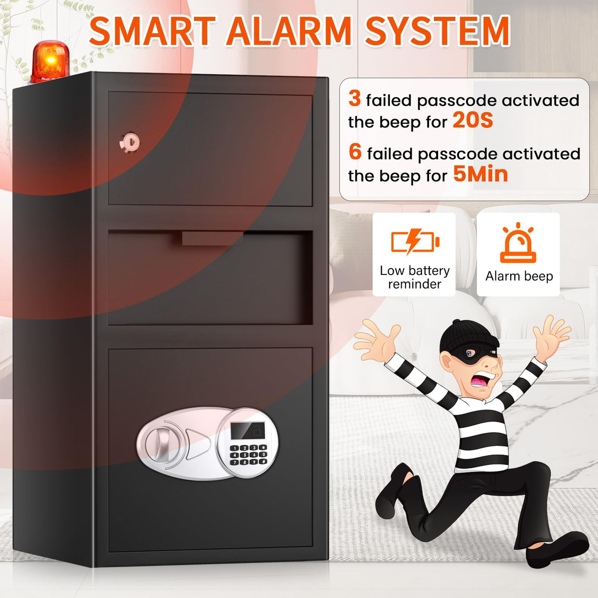 5.6 Cuft Large Depository Drop Safe for Business, Anti-Theft Safe Box with Quick Place Drop Slot, Digital Keypad and Spare Key, Heavy Duty Drop Safes for Business Retail Mail Church Home