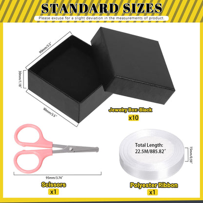 Glarks 12pcs 3.5 x 3.5 x 1.1in Jewelry Gifts Boxes Kit, Black Fan Shaped Jewelry Boxes for Ring Earring Jewelry, Christmas, Birthday, Anniversaries, Valentine’s Day, Mother’s Day and Other Festivals